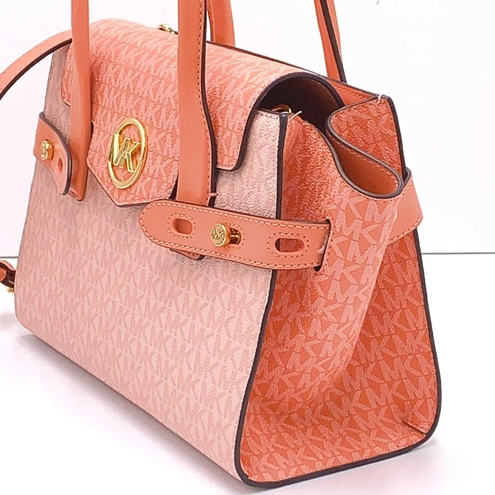 MICHAEL KORS Carmen Medium Color-Block Logo Satchel color Sherbert Multi